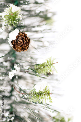 Imitation Christmas Tree, Pinecone & Snow as holiday design element. 