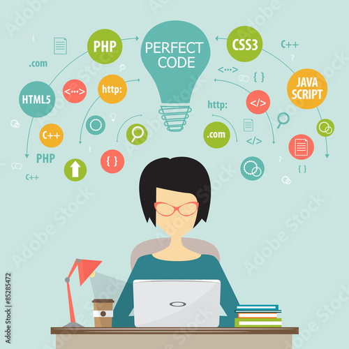 programmer and process coding and programming concept
