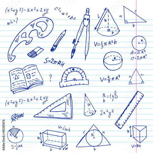 Hand drawn geometry doodle set.