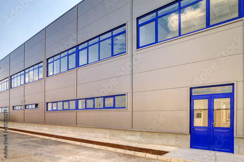 Blue aluminum facade