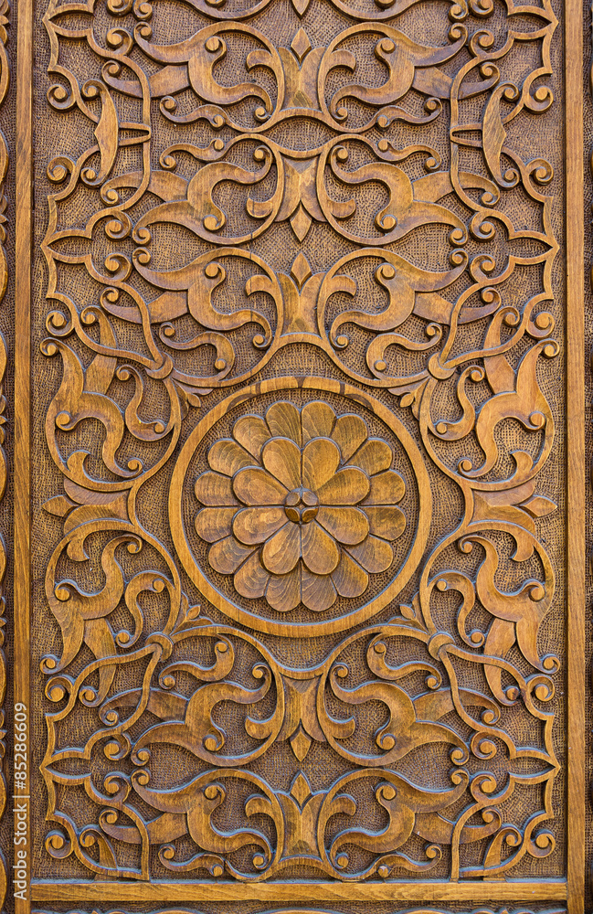 Wood door carving