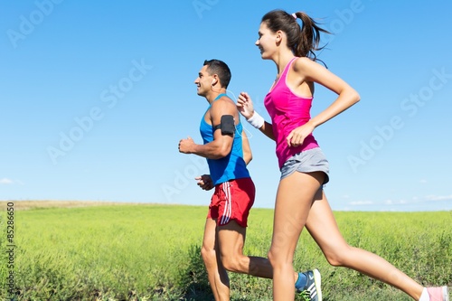 Couple, run, triathlon.