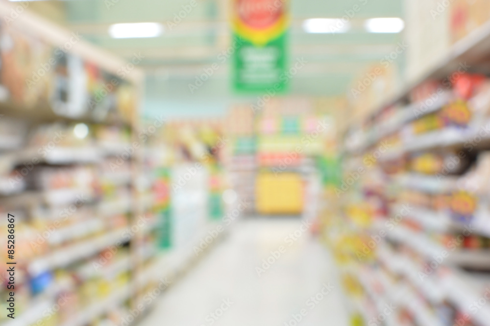 Fototapeta premium Supermarket blur background ,Product shelf