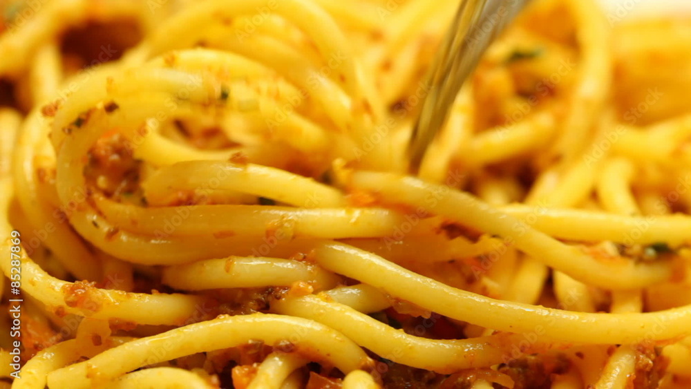 Eating Spaghetti with bolognese sauce Eating Spaghetti with bolognese sauce