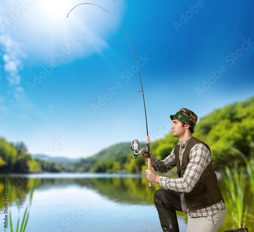 Fishing, rod, bait.