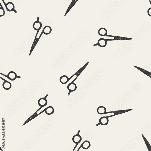 Hair cutting scissor doodle seamless pattern background