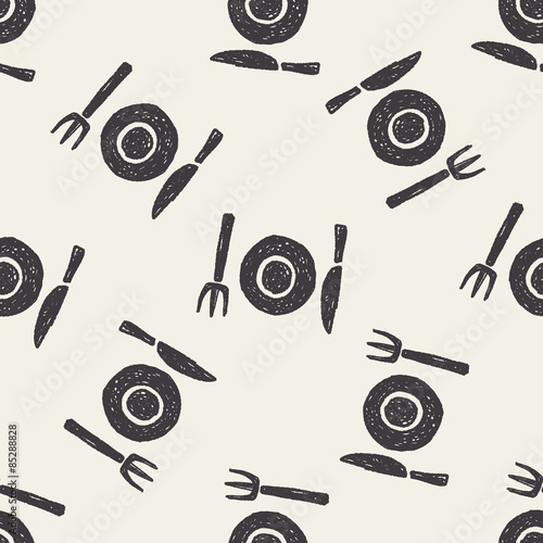 dishware doodle seamless pattern background