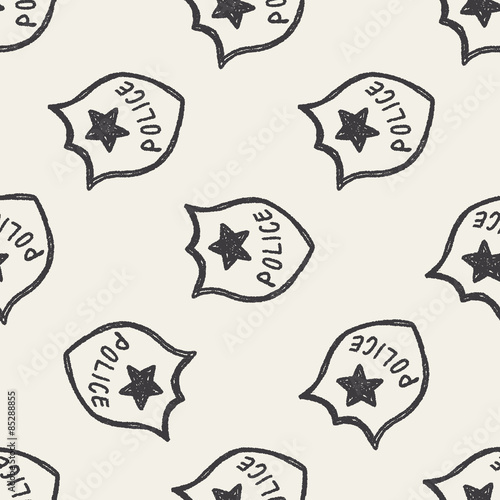 police Badge doodle seamless pattern background