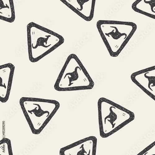 Kangaroo sign doodle seamless pattern background