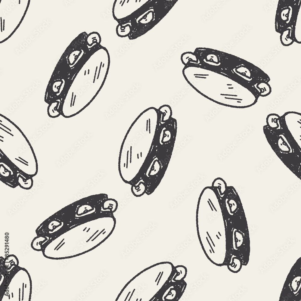 Tambourine doodle seamless pattern background Tambourine doodle seamless pattern background