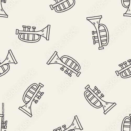 trumpet doodle seamless pattern background