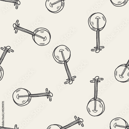 Banjo doodle seamless pattern background