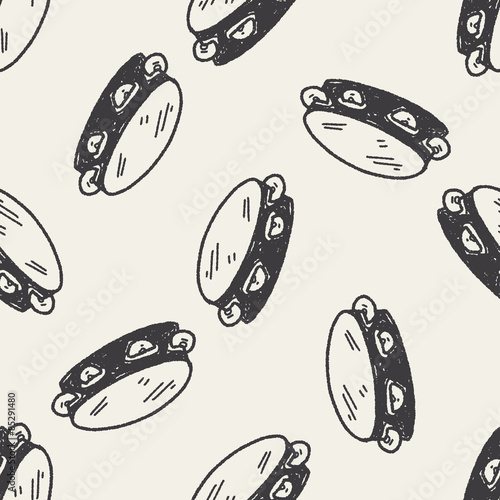Tambourine doodle seamless pattern background