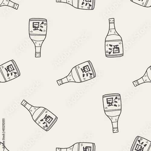 sake doodle seamless pattern background