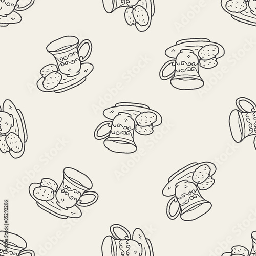 afternoon tea doodle seamless pattern background
