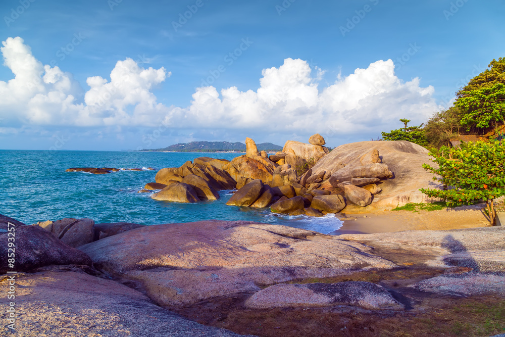 stone Lamai beach rocks or Hin Ta Hin Yai in Samui island Thaila