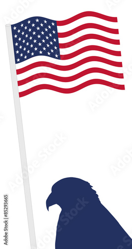 American Flag and pole with eagle shape, independence day vector