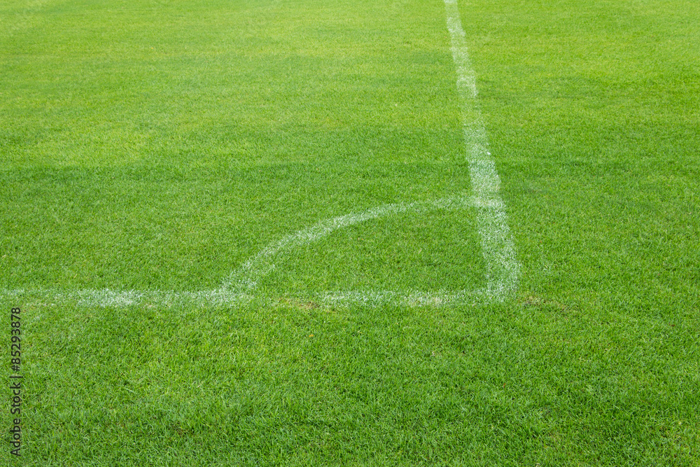 Corner kick of soccer on grass