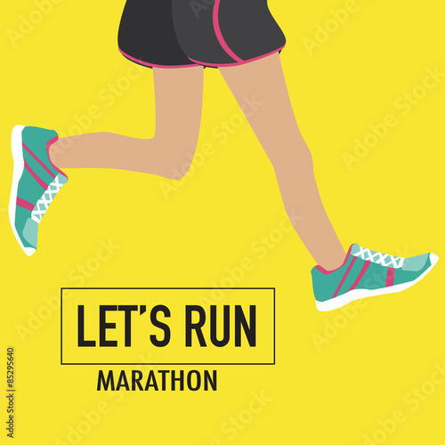Running poster with human lags and their shoes for marathon