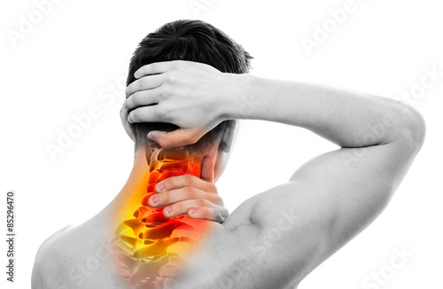 Wallpaper Mural Neck Pain - Male Anatomy Sportsman Holding Head and Neck - Cervi