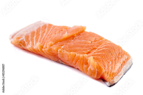 Salmon fillet on white background