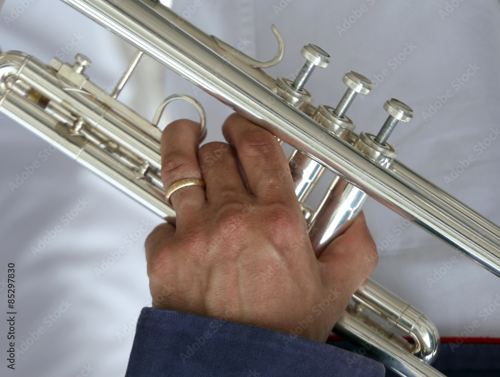 Obraz premium trumpeter with the trumpet in hand