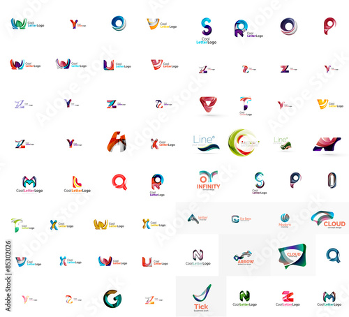Vector abstract company logo mega collection, type letters and