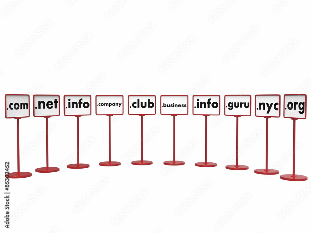 Fototapeta premium Popular Domain Names, Internet Concept.