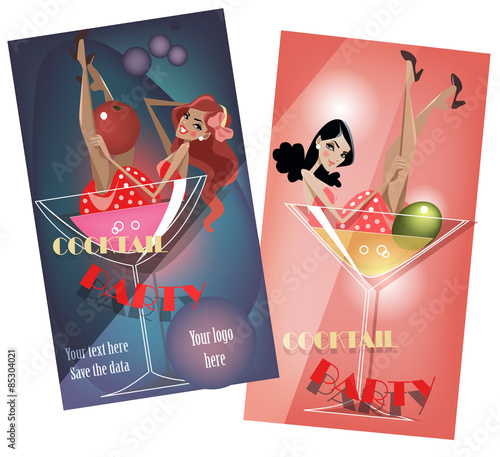 beautiful girls in the glass of cocktail.