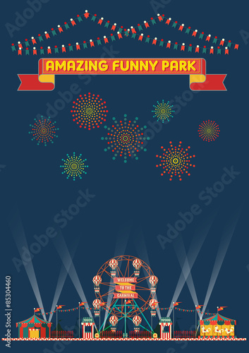 FUNNY PARK CARNIVAL NIGHT SCENE WALLPAPER