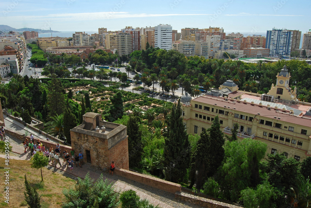 Málaga, alcazaba, panorámica, Andalucía, paisaje, jardines, ciudad