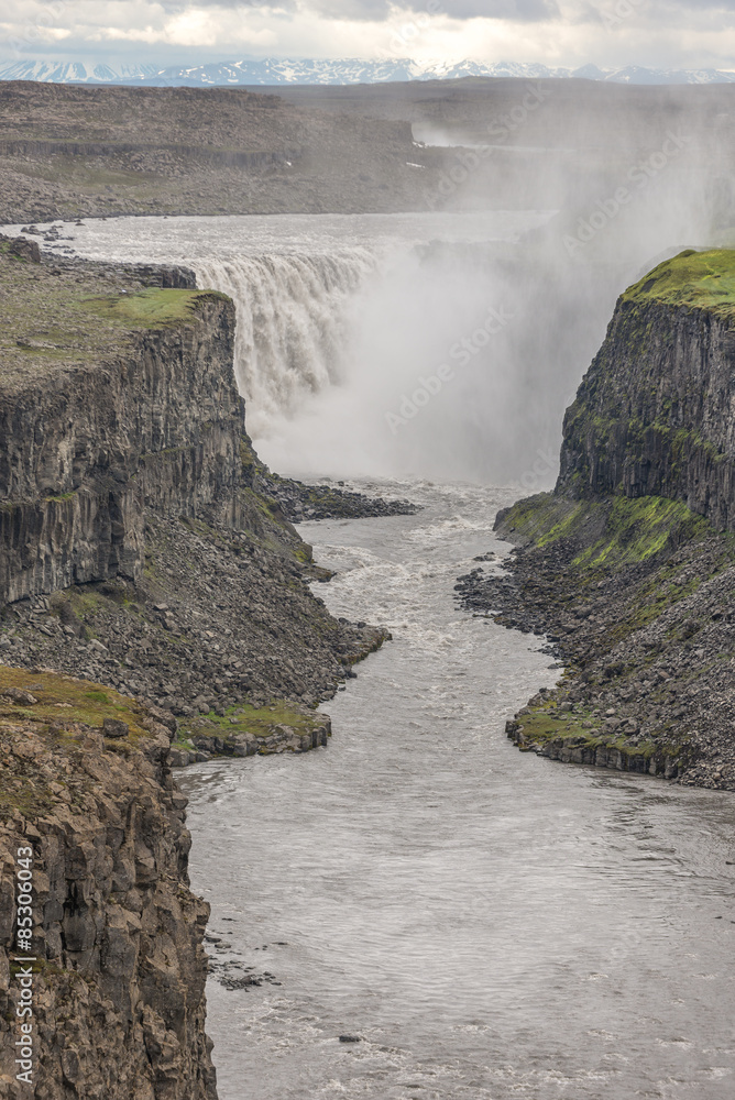 Fototapeta premium Vertical view of famous waterfall Dettifoss, Iceland.