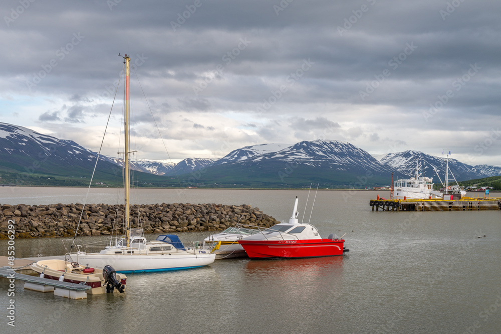 Fototapeta premium Harbor in Akureyri, Iceland.