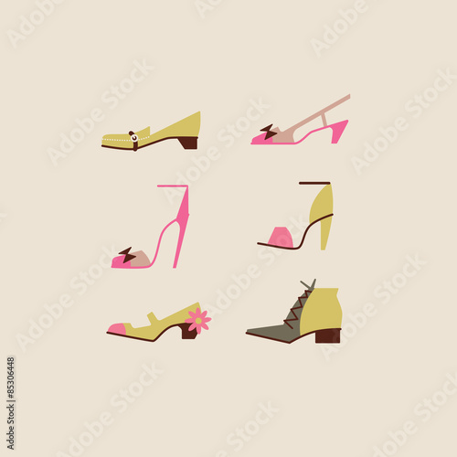 collection of woman shoes vector illustration
