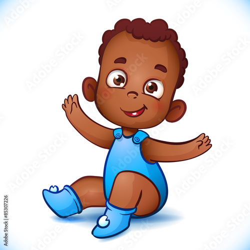 Cute African American baby boy. Happy Child With Open Arms