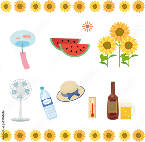Fototapeta Naklejka Na Ścianę i Meble -  夏　素材　8月　７月