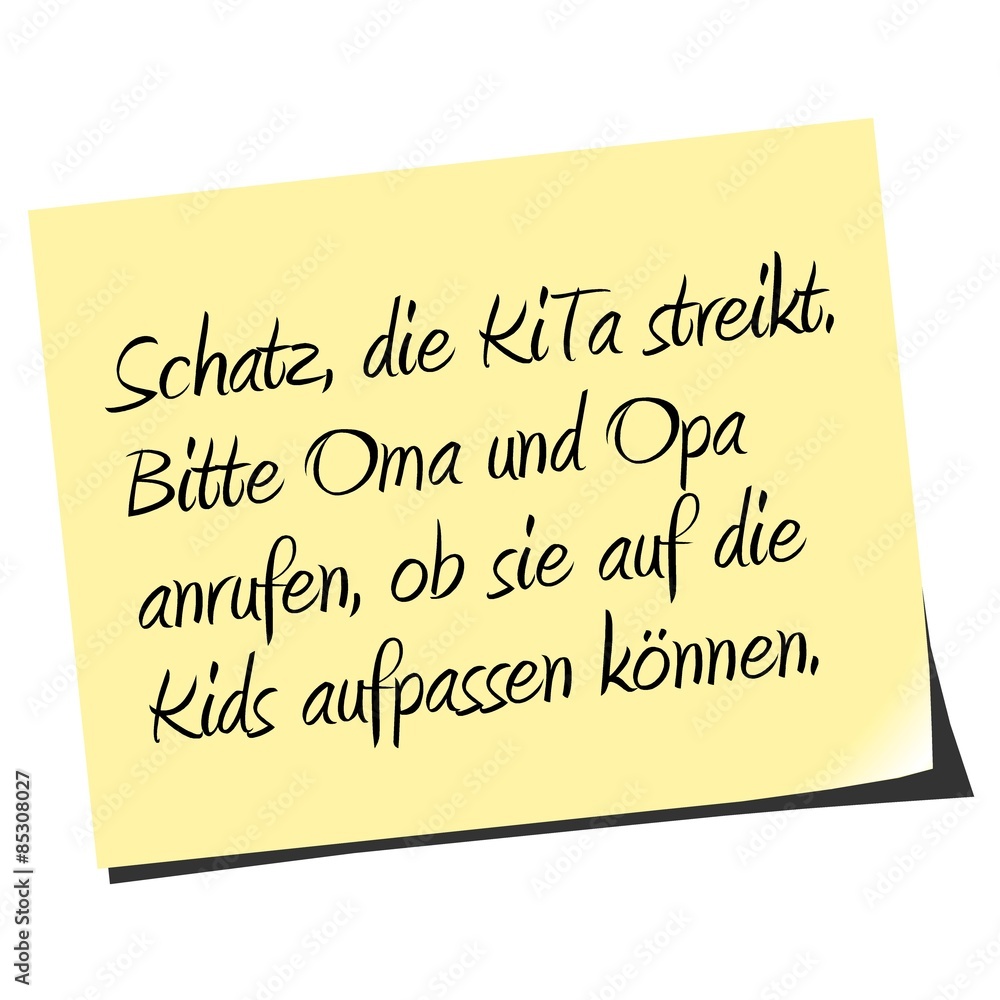 Notiz Zettel Kita Streik Notiz Zettel Kita Streik