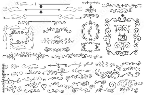 Doodle Floral  border,frame,decor element.Hand scetched