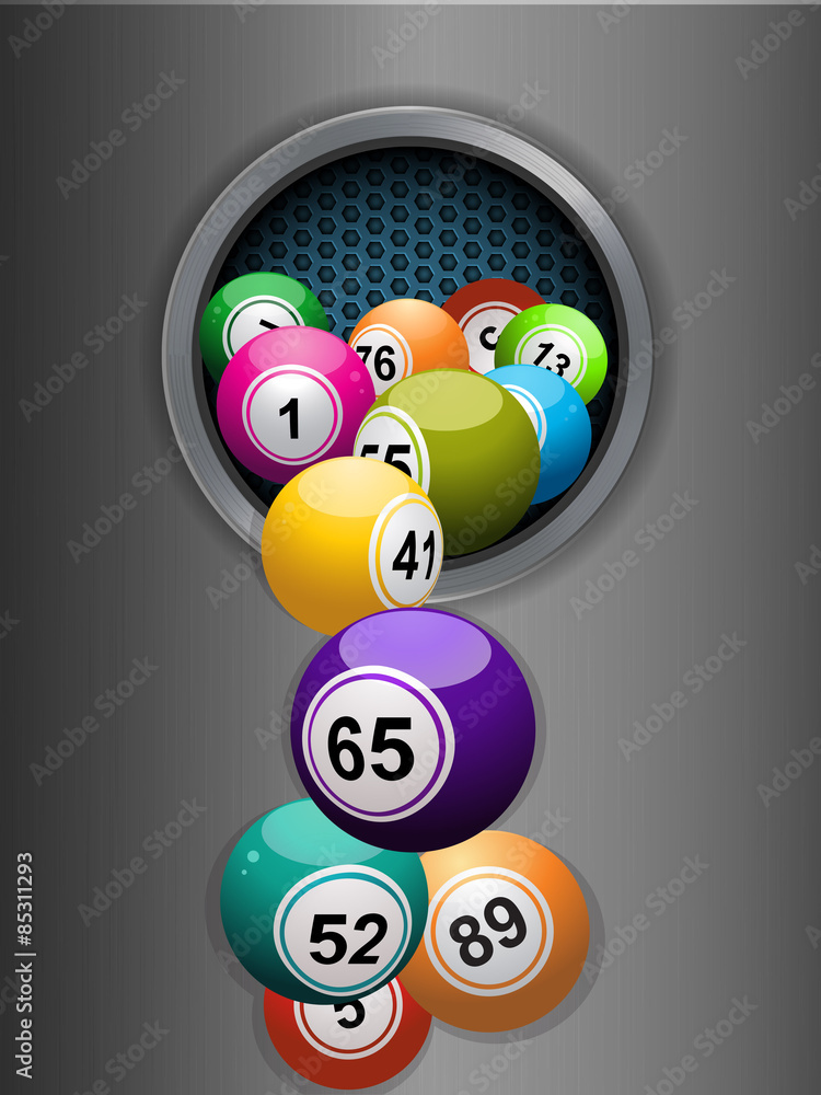 bingo balls falling from a metallic ring background bingo balls falling from a metallic ring background