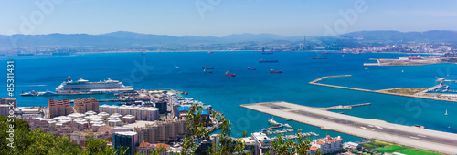 Gibraltar airport runway and La Linea de la Concepcion in Spain,