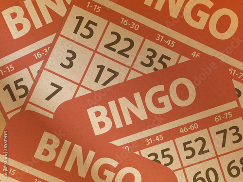 Bingo cards on brown paper