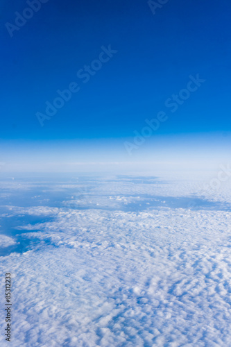 White clouds. Beautiful blue sky sea, a view from an aeroplane