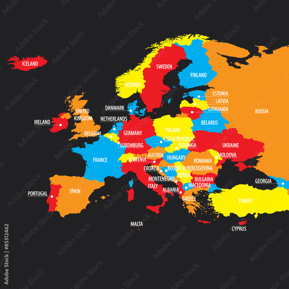 Naklejka premium Mapa Europy