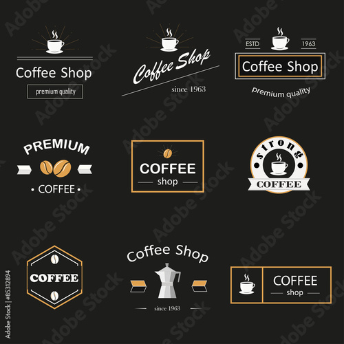 Retro coffee logotypes set. Vector design elements