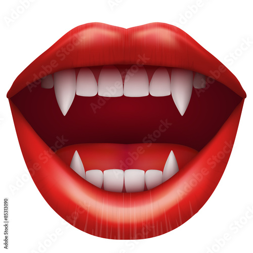 vampire mouth with open lips.
