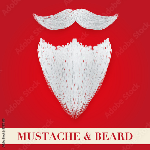 Realistic Christmas Santa white beard with curly mustache
