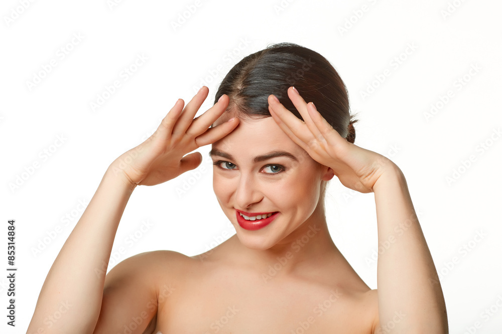 Beauty portrait of young woman with beautiful healthy face, stud Beauty portrait of young woman with beautiful healthy face, stud