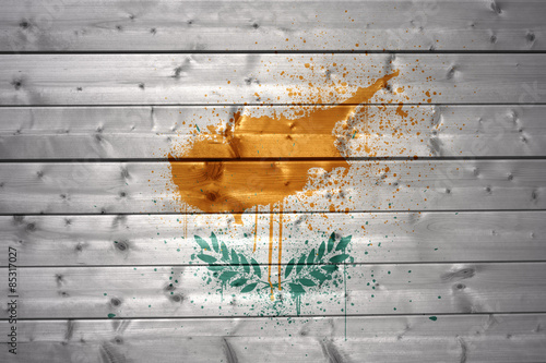 painted cypriot flag on a wooden texture