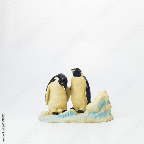 two penguin doll on white background