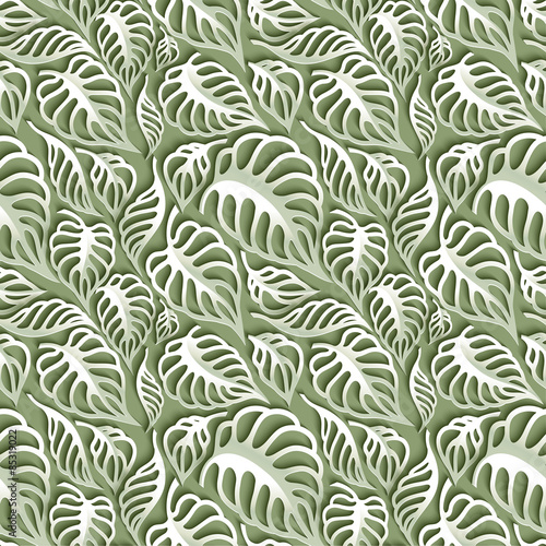 Vector Leaves 3d Seamless Pattern Background